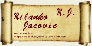 Milanko Jačović vizit kartica